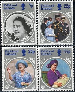 Фалкленды, 85 лет Королеве-Матери, 1985, 4 марки